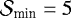 ${{\cal{S}}_{\textrm{\textrm{min}}}} = 5$