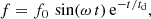 $$ \begin{aligned} f=f_0\,\sin (\omega \,t)\,\mathrm{e}^{-t/t_{\rm d}}, \end{aligned} $$
