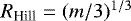 $R_{\textrm{Hill}}=(m/3)^{1/3}$
