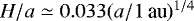 $H/a\simeq0.033(a/1\,\textrm{au})^{1/4}$