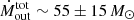 $ \dot{M}_{\mathrm{out}}^{\mathrm{tot}} \sim 55\pm15\,M_{\odot} $