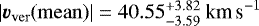 $|\vec{v}_{\mathrm{ver}}(\mathrm{mean})|=40.55^{&#x002B;3.82}_{-3.59}~\textrm{km\,s}^{-1}$