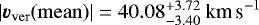 $|\vec{v}_{\mathrm{ver}}(\mathrm{mean})|=40.08^{&#x002B;3.72}_{-3.40}~\textrm{km\,s}^{-1}$
