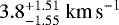 $3.8^{&#x002B;1.51}_{-1.55}~\textrm{km\,s}^{-1}$