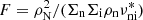 $ F=\rho_{\mathrm{N}}^2/(\Sigma_{\mathrm{n}} \Sigma_{\mathrm{i}} \rho_{\mathrm{n}} \nu^{\ast}_{\mathrm{ni}}) $