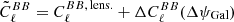 $ \tilde{C}_\ell^{BB}=C_\ell^{BB,\,\mathrm{lens.}}+\Delta C_\ell^{BB}(\Delta\psi_{\mathrm{Gal}}) $