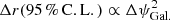 $ \Delta r(\rm 95\,\%\,C.L.)\propto\Delta\psi_{\mathrm{Gal.}}^2 $
