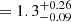 $ = 1.3^{+0.26}_{-0.09} $