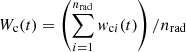 $$ \begin{aligned} W_{\rm c}(t) = \left(\sum _{i=1}^{n_{\rm rad}} { w}_{ \mathrm{c}i}(t)\right)/n_{\rm rad} \end{aligned} $$