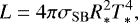 \begin{equation*}L = 4 \pi \sigma_{\mathrm{SB}} R_{\ast}^2 T_{\ast}^4, \end{equation*}