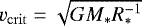 $v_{\mathrm{crit}} = \sqrt{G M_{\ast} R_{\ast}^{-1}}$
