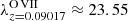 $ \lambda_{z=0.09017}^{\mathrm{O\,VII}}\approx23.55 $