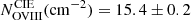 $ N_{\mathrm{OVIII}}^\mathrm{CIE}(\mathrm{cm^{-2}})=15.4\pm{0.2} $