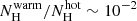 $ N_{\mathrm{H}}^{\mathrm{warm}}/N_{\mathrm{H}}^{\mathrm{hot}}\sim10^{-2} $