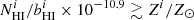 $ N_\mathrm{HI}^{i}/b^{i}_\mathrm{HI}\times10^{-10.9}\gtrsim Z^{i}/{Z_ \odot } $