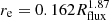 $ r_{\mathrm{e}}= 0.162R_{\mathrm{flux}}^{1.87} $