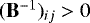 $(\mathbf{B}^{-1})_{ij}>0$