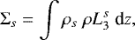 \begin{equation*} \Sigma_s = \int \rho_s\;\rho L_3^s\;\textrm{d}z, \end{equation*}