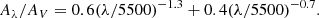 $$ \begin{aligned} A_{\lambda } / A_{V} = 0.6(\lambda /5500)^{-1.3} + 0.4(\lambda /5500)^{-0.7}. \end{aligned} $$