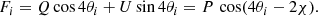 $$ \begin{aligned} F_i = Q \cos 4\theta _i + U \sin 4\theta _i = P\,\cos (4\theta _i - 2\chi ). \end{aligned} $$