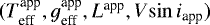 $(T^{\textrm{app}}_{\textrm{eff}},g^{\textrm{app}}_{\textrm{eff}},L^{\textrm{app}},V\!\sin i_{\textrm{app}})$