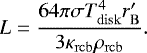 \begin{equation*}L = \frac{64\pi\sigma T_{\mathrm{disk}}^4 r&#x0027;_{\mathrm{B}}}{3 \kappa_{\mathrm{rcb}} \rho_{\mathrm{rcb}}}. \end{equation*}