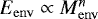 $E_{\mathrm{env}} \propto M_{\mathrm{env}}^n$