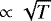 $\propto \sqrt{T}$