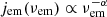 $ j_{\mathrm{em}}(\nu_{\mathrm{em}}) \propto \nu_{\mathrm{em}}^{-\alpha} $