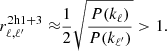 $$ \begin{aligned} r_{\ell ,\ell ^{\prime} }^\mathrm{2h1+3} \approx&\frac{1}{2}\sqrt{\frac{P(k_\ell )}{P(k_{\ell ^{\prime} })}} > 1 . \end{aligned} $$