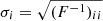 $ \sigma_i=\sqrt{(F^{-1})_{ii}} $