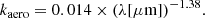 $$ \begin{aligned} k_{\rm aero} = 0.014 \times (\lambda [\mu \mathrm{m}])^{-1.38}. \end{aligned} $$