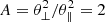 $ A = \theta^2_\perp/\theta^2_\parallel = 2 $