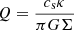 $$ \begin{aligned} Q = \frac{c_{\rm s} \kappa }{\pi G \Sigma } \end{aligned} $$