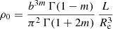 $$ \begin{aligned} \rho _0 = \frac{b^{3m}\,\Gamma (1-m)}{\pi ^2\,\Gamma (1+2m)}\,\frac{L}{R_{\mathrm{e}}^3} \end{aligned} $$