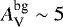 $A_{\textrm{V}}^{\textrm{bg}} \sim 5$