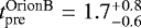 $t_{\textrm{pre}}^{\textrm{OrionB}} = 1.7_{-0.6}^{&#x002B;0.8}\,$