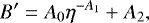 \begin{equation*}B&#x0027;=A_0\eta^{-A_{1}}&#x002B;A_2, \end{equation*}