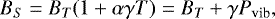 \begin{equation*}B_S=B_T(1&#x002B;\alpha \gamma T) = B_{T} &#x002B;\gamma P_{\textrm{vib}}, \end{equation*}