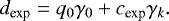\[ d_{\textrm{exp}}=q_0\gamma_0&#x002B;c_{\textrm{exp}}\gamma_k. \]
