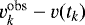 $v^{\textrm{obs}}_k - v(t_k)$