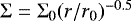 $\Sigma = \Sigma_{\textrm{0}} (r/r_{\textrm{0}})^{-0.5}$