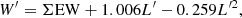 $$ \begin{aligned} W^{\prime } = \Sigma \mathrm{EW} + 1.006 L^{\prime } - 0.259 L^{\prime 2}, \end{aligned} $$