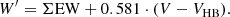 $$ \begin{aligned} W^{\prime } = \Sigma \mathrm{EW} + 0.581 \cdot (V - V_\mathrm{HB} ). \end{aligned} $$