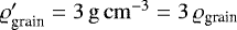 $\varrho_{\textrm{grain}}&#x0027; = 3\,\mathrm{g\,cm}^{-3} = 3\,\varrho_{\textrm{grain}}$