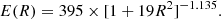$$ \begin{aligned} E(R)=395\times [1+19R^2]^{-1.135}. \end{aligned} $$