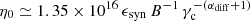 $ \eta_0\simeq 1.35\times10^{16}\, \epsilon_{\rm syn}\,B^{-1}\, \gamma_{\rm c}^{-(\alpha_{\rm diff}+1)} $