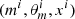 $ (m^i, \theta_m^i, x^i) $