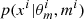 $ p(x^i|\theta_m^i, m^i) $