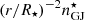 $ (r/R_\star)^{-2} n_{\rm GJ}^\star $